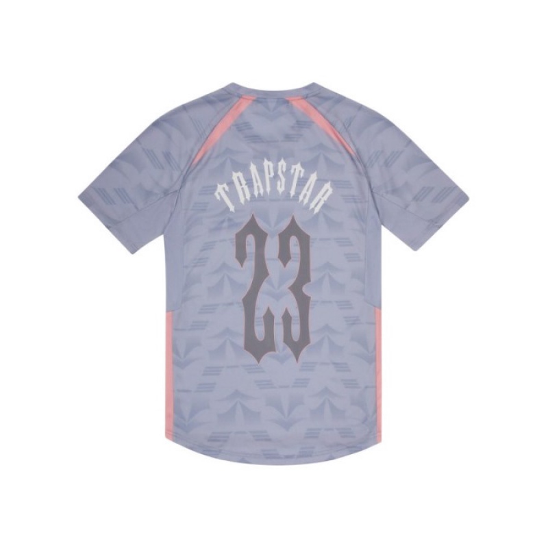 Grey / Pink Trapstar Irongate Football Jersey Men's T Shirts India | XE43-547