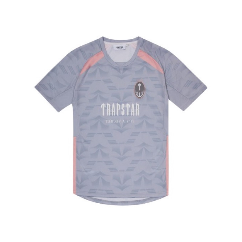 Grey / Pink Trapstar Irongate Football Jersey Men\'s T Shirts India | XE43-547