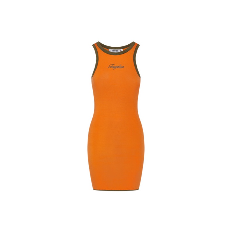 Orange / Khaki Trapstar Contrast Racer Women\'s Dress India | CD11-863