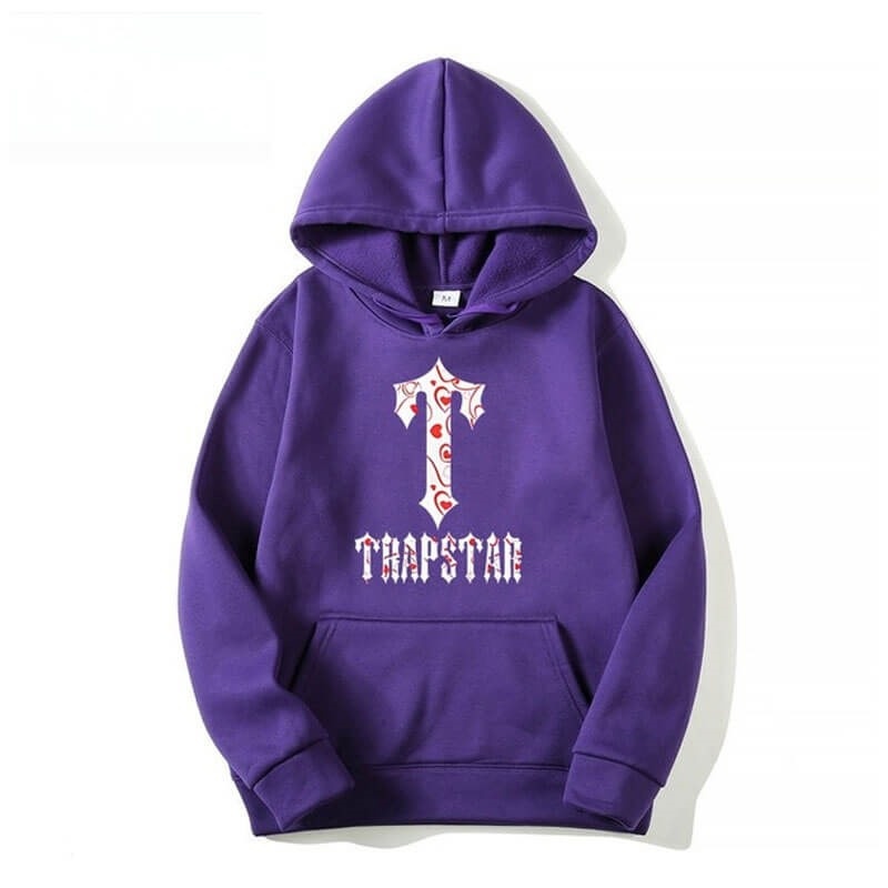 Purple Trapstar Anime T-Flowers Pattern Men\'s Hoodie India | PC66-273