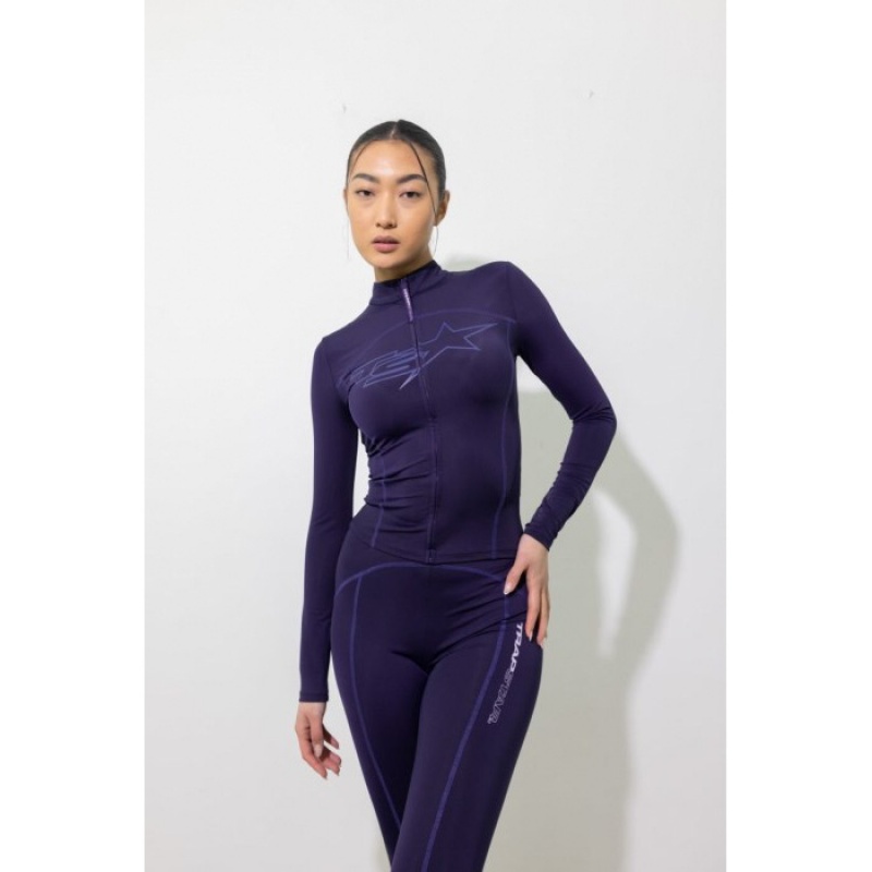 Purple Trapstar TS-Star Zip Women's Top India | QY98-800