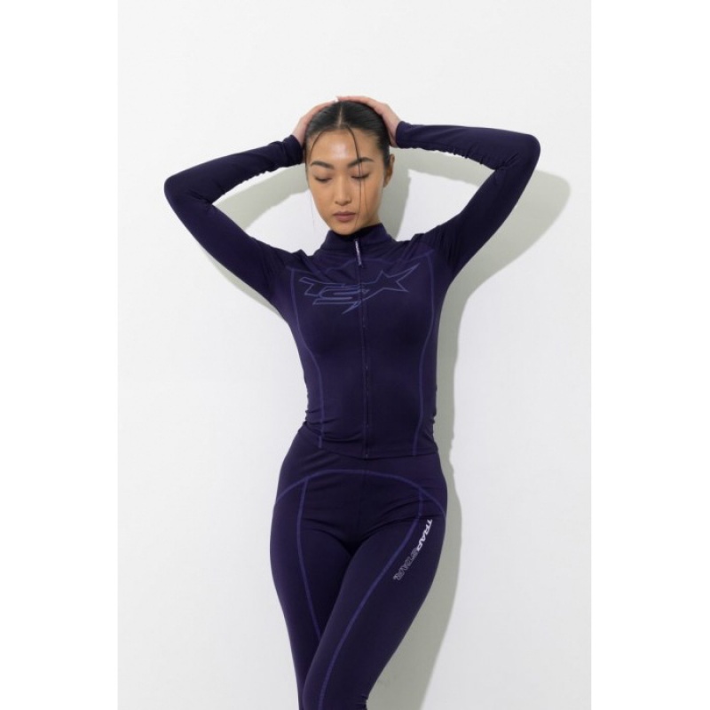 Purple Trapstar TS-Star Zip Women's Top India | QY98-800