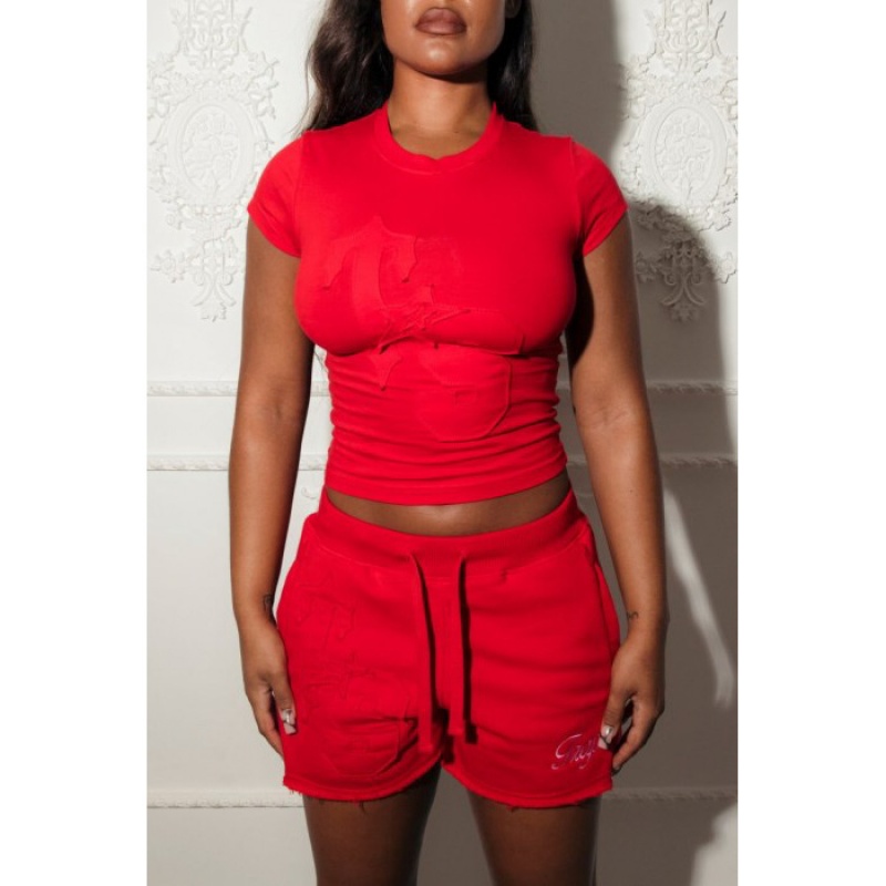 Red Trapstar TS-Star Women's Shorts India | VC96-485