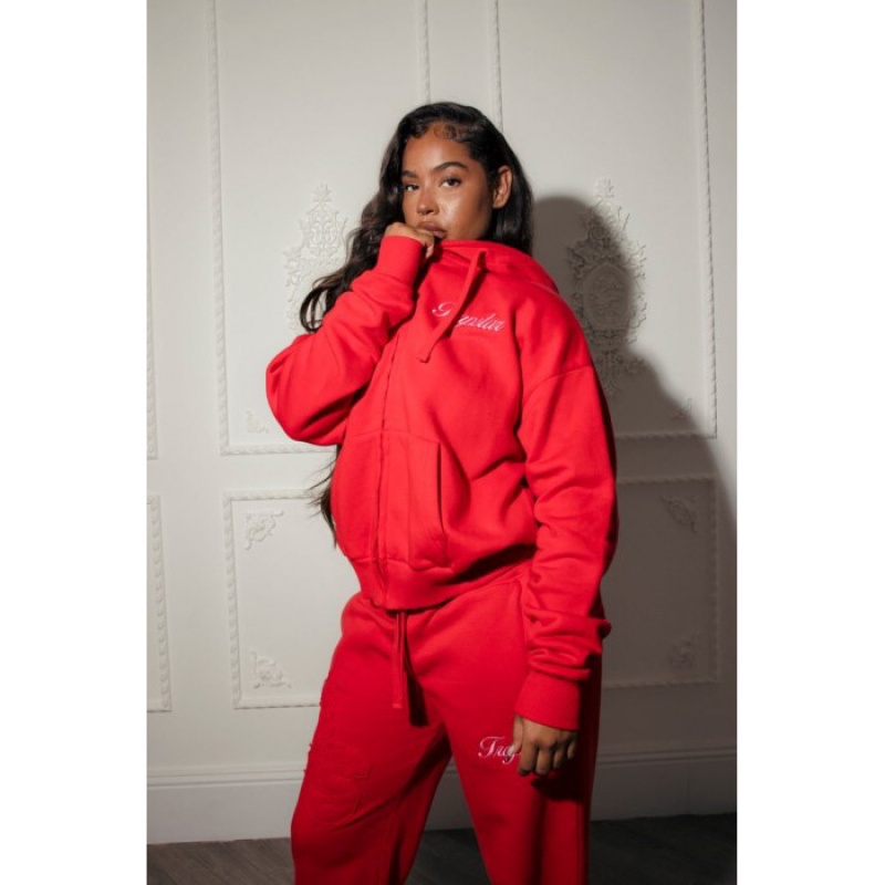 Red Trapstar TS-Star Zip Up Track Women's Top India | AK22-600