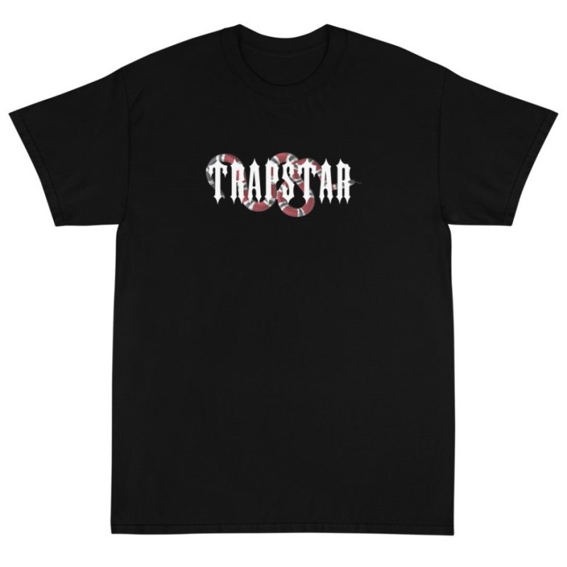 Snake Black Trapstar Snake Men\'s T Shirts India | IT48-235