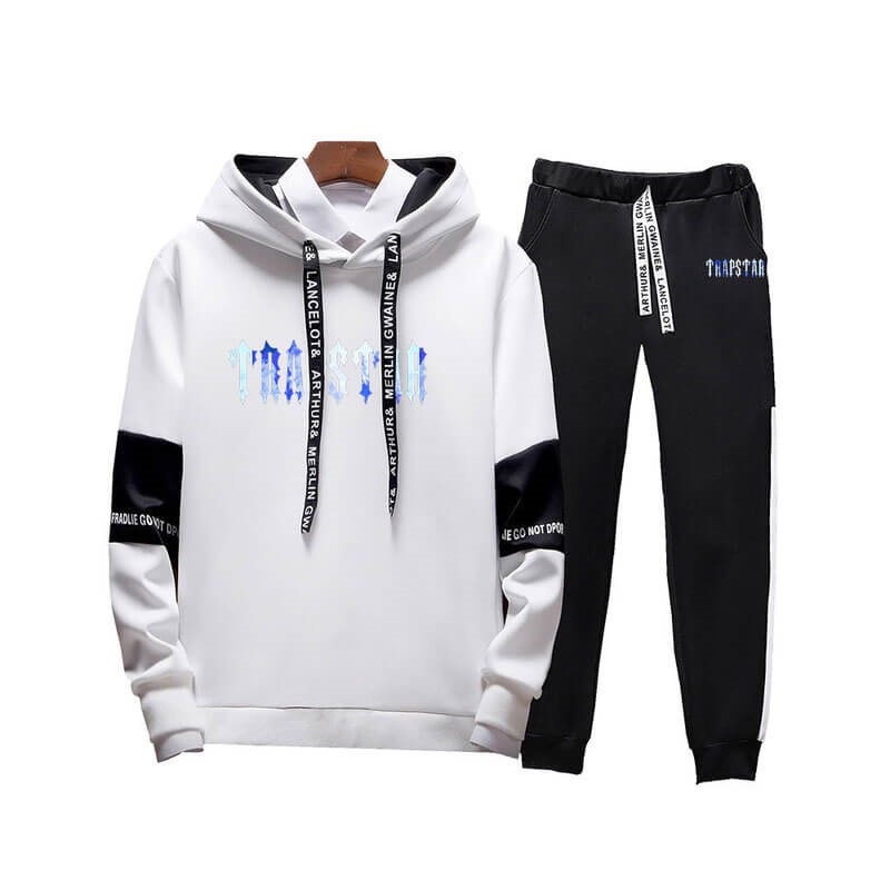 White Trapstar Causal Winter Funny Hooded Men\'s Tracksuit India | HR42-996