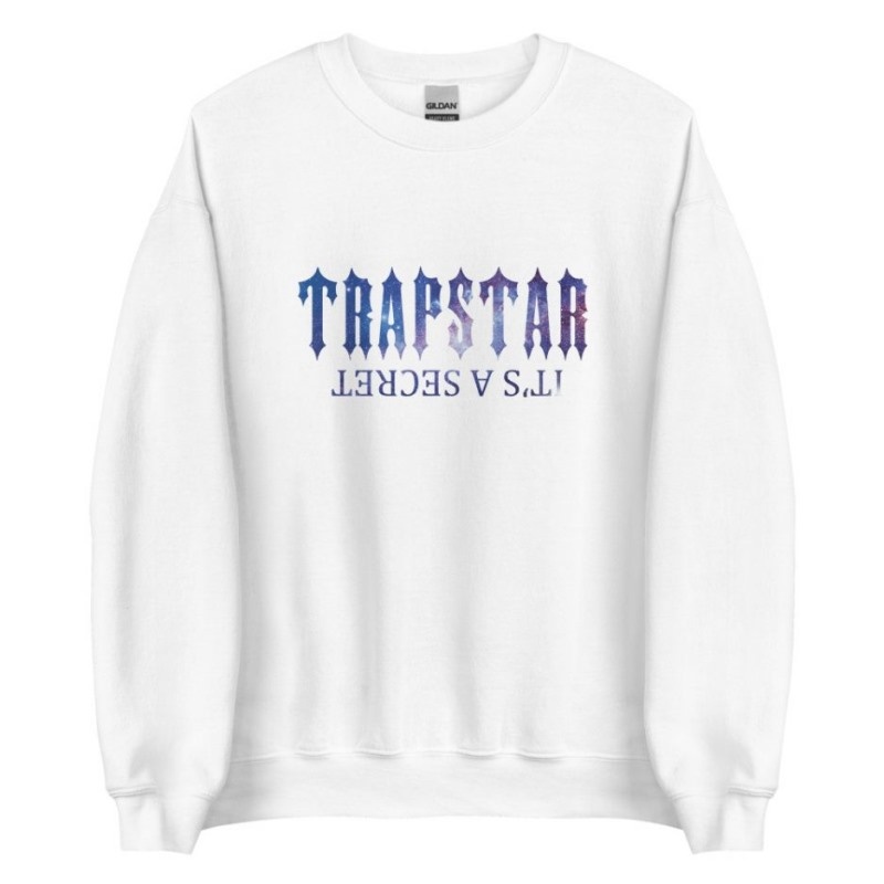 White Trapstar It’s A Secret Funny Shining Galaxy Men\'s Sweatshirts India | OM57-689