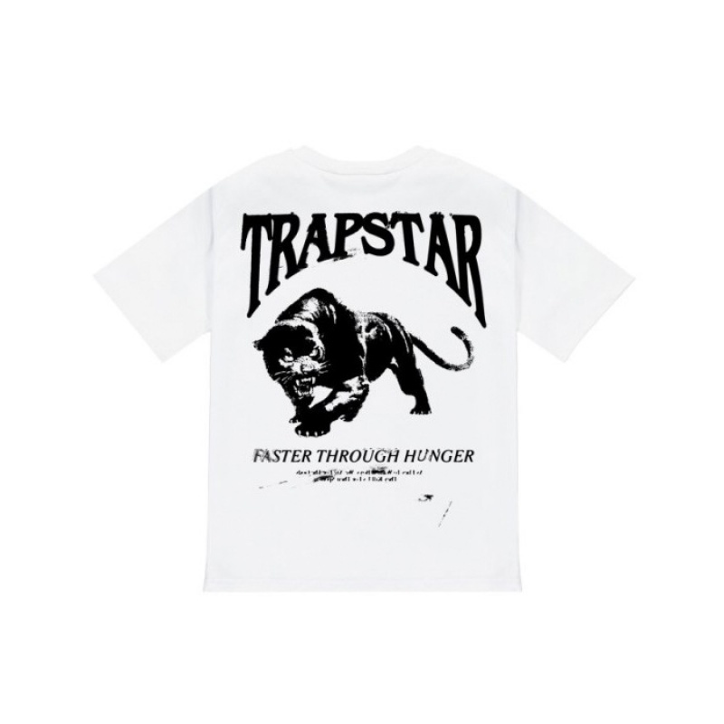 White Trapstar Panthera Tee Men\'s T Shirts India | YE73-556