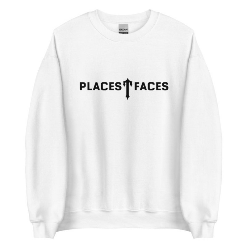 White Trapstar Places T-Face Men\'s Sweatshirts India | DG84-301