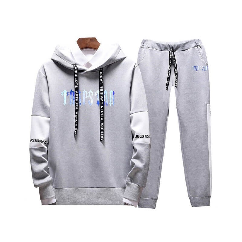 White Trapstar Revolution Chenille Decoded Hooded Men\'s Tracksuit India | YR49-036