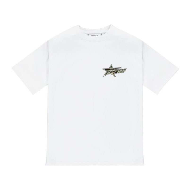 White Trapstar Trap Invasion Tee Men's T Shirts India | TH81-812