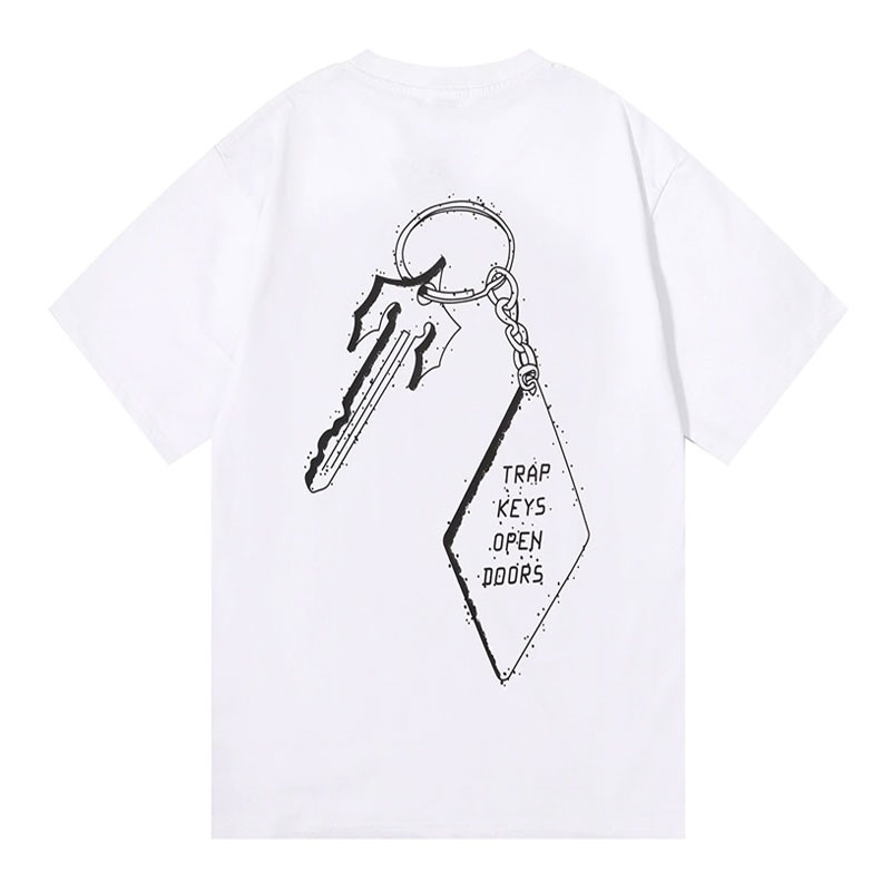 White Trapstar Trap Star Keys Open Doors Men\'s T Shirts India | YB62-880