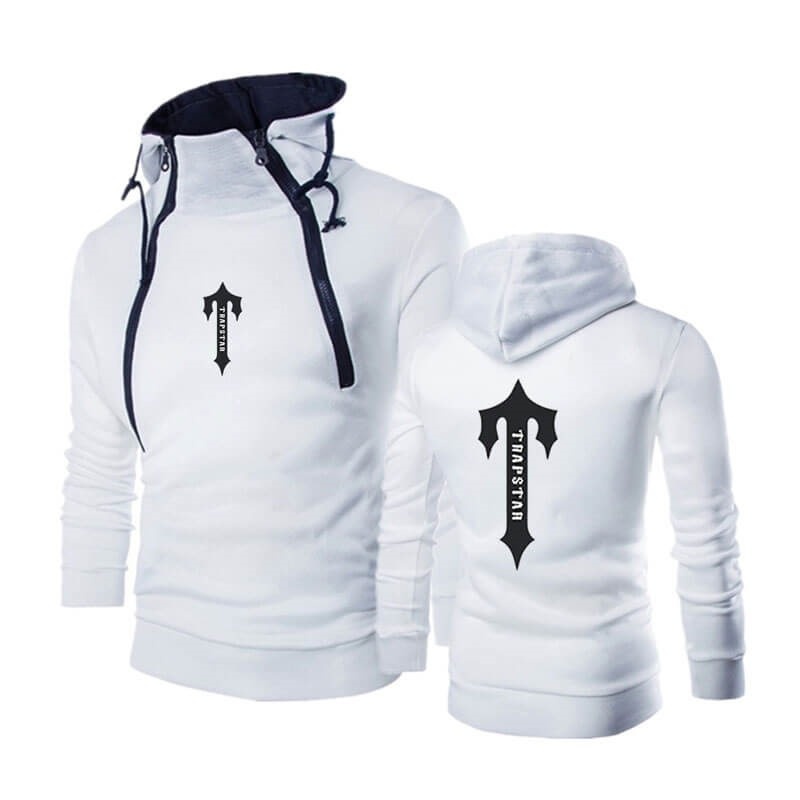 White Trapstar Zip Up Men\'s Hoodie India | XS93-191