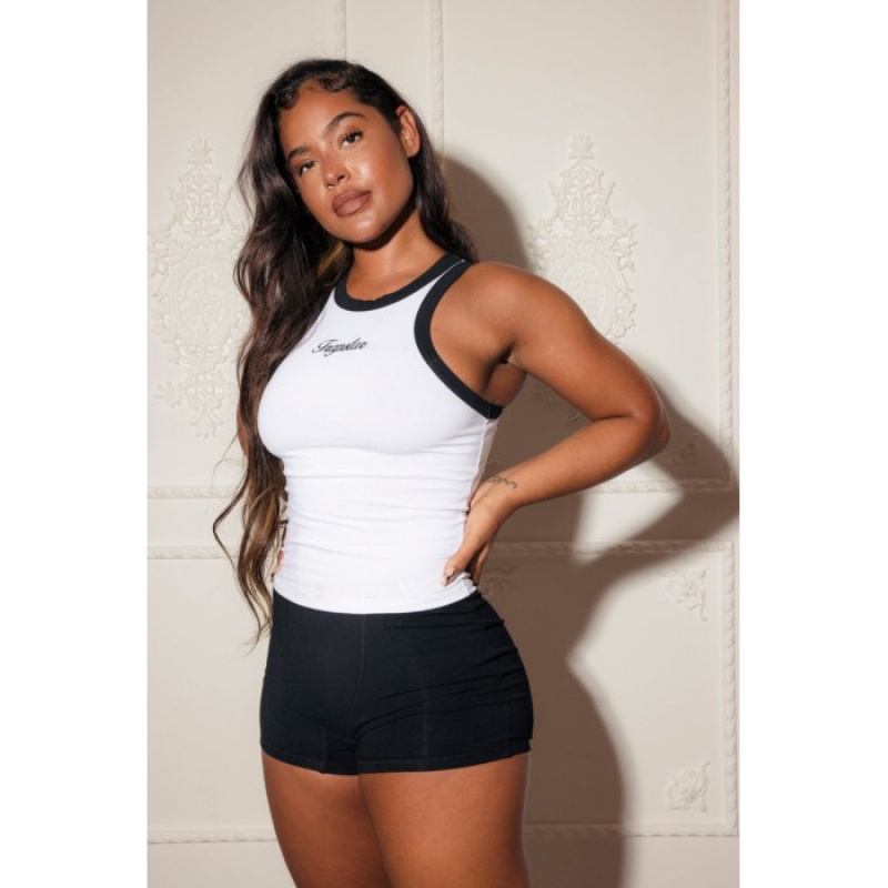 White / Black Trapstar Racer Vest Women's Top India | HC51-447