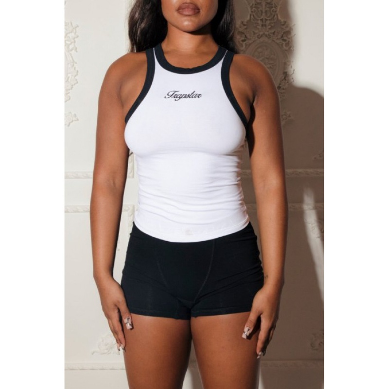 White / Black Trapstar Racer Vest Women's Top India | HC51-447