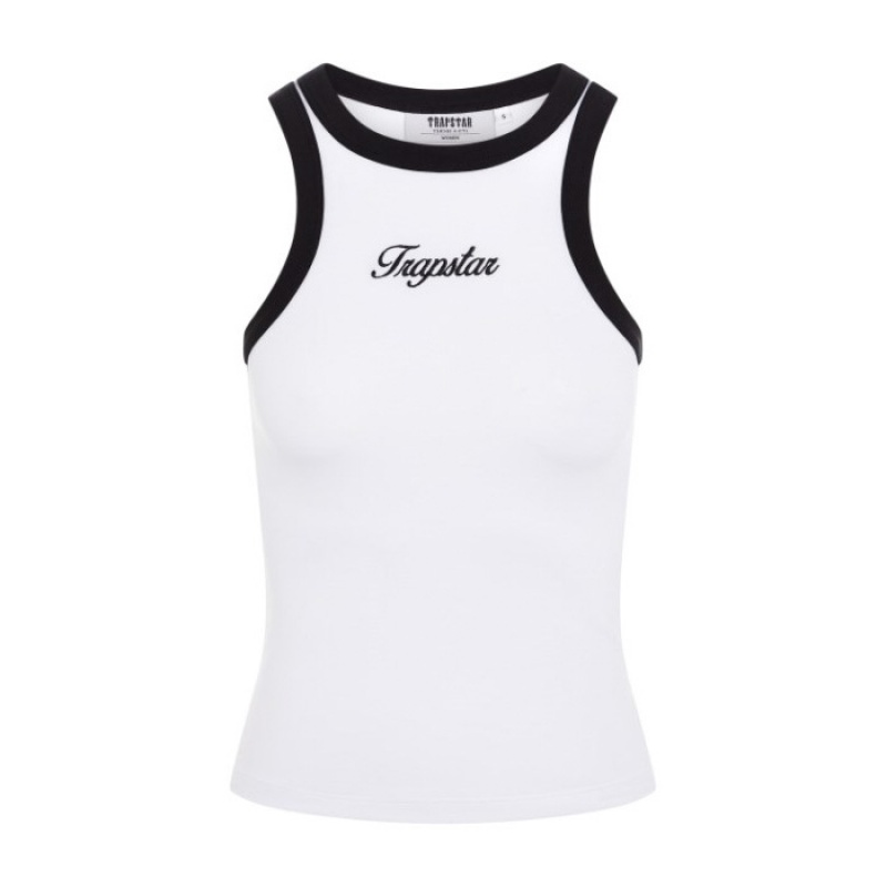 White / Black Trapstar Racer Vest Women\'s Top India | HC51-447