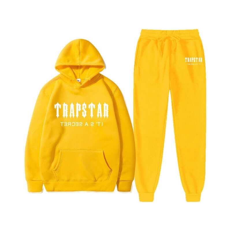 Yellow Trapstar Chenille Decoded Hooded Men\'s Tracksuit India | WN75-491